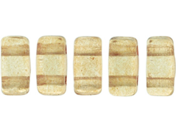 CzechMates Glass 3 x 6mm ColorTrends Transparent Warm Taupe 2-Hole Brick Bead Strand