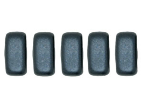 CzechMates Glass 3 x 6mm Pearl Coat Charcoal 2-Hole Brick Bead Strand