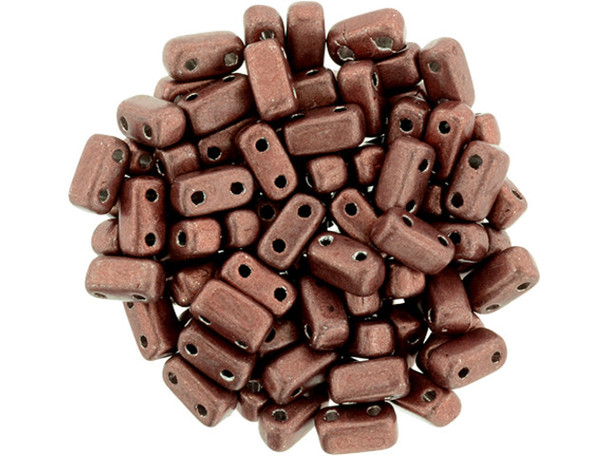 CzechMates Glass 3 x 6mm ColorTrends Saturated Metallic Grenadine 2-Hole Brick Bead Strand
