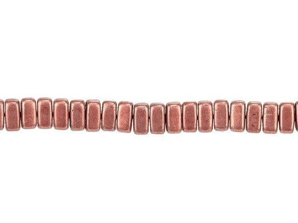 CzechMates Glass 3 x 6mm ColorTrends Saturated Metallic Grenadine 2-Hole Brick Bead Strand