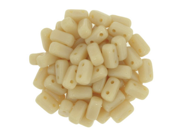 CzechMates Glass 2-Hole Rectangle Brick Beads 6x3mm - Opaque Light Beige