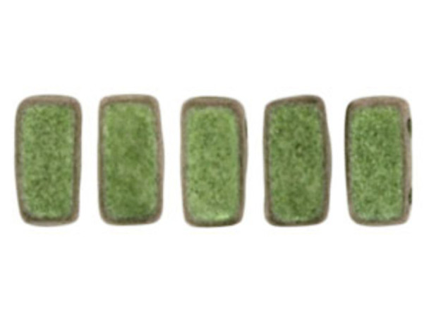 CzechMates Glass, 2-Hole Rectangle Brick Beads 6x3mm, Olive Mauve Polychrome