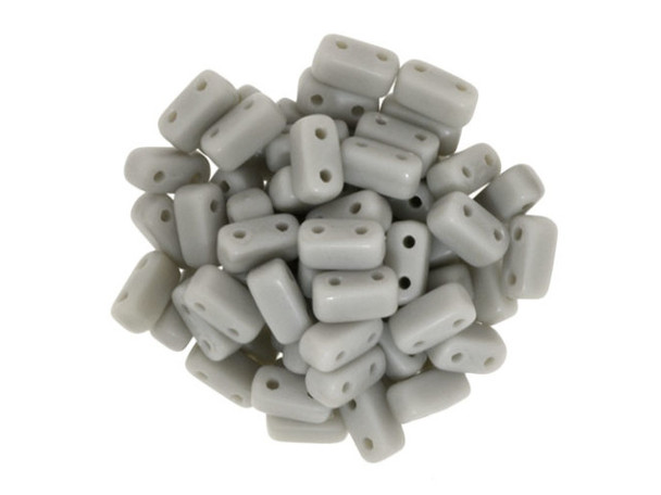 CzechMates Glass 3 x 6mm Matte Ashen Gray 2-Hole Brick Bead Strand