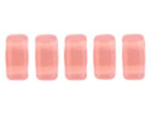 CzechMates Glass 3 x 6mm Milky Pink 2-Hole Brick Bead Strand