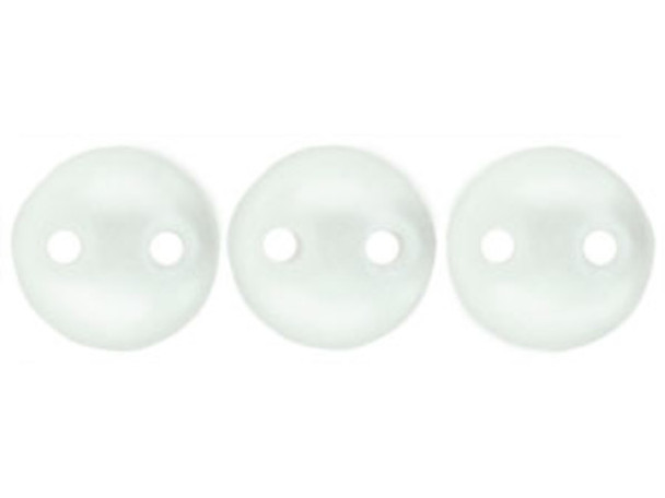 CzechMates Glass 6mm Pearl Coat Snow 2-Hole Lentil Bead Strand