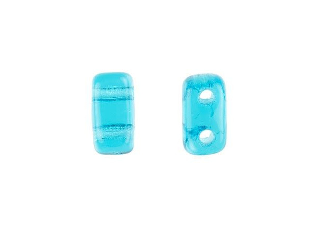 CzechMates Glass 3 x 6mm Teal 2-Hole Brick Bead Strand