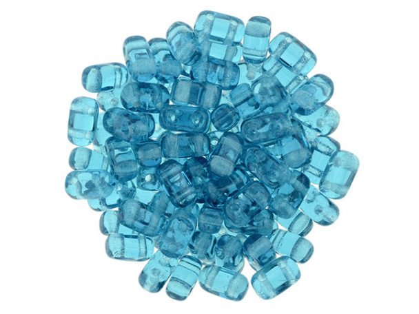 CzechMates Glass 3 x 6mm Teal 2-Hole Brick Bead Strand
