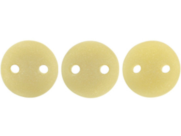 CzechMates Glass 6mm Sueded Gold Opaque Beige 2-Hole Lentil Bead Strand