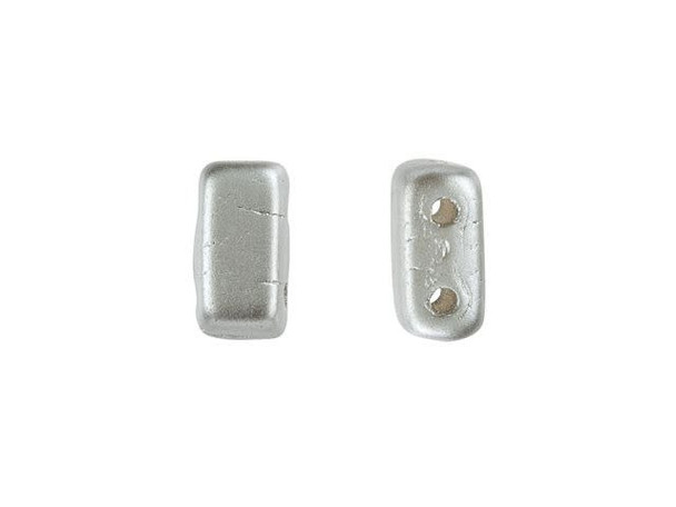 CzechMates Glass 3 x 6mm Pearl Coat Silver 2-Hole Brick Bead Strand