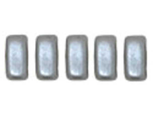 CzechMates Glass 3 x 6mm Pearl Coat Silver 2-Hole Brick Bead Strand