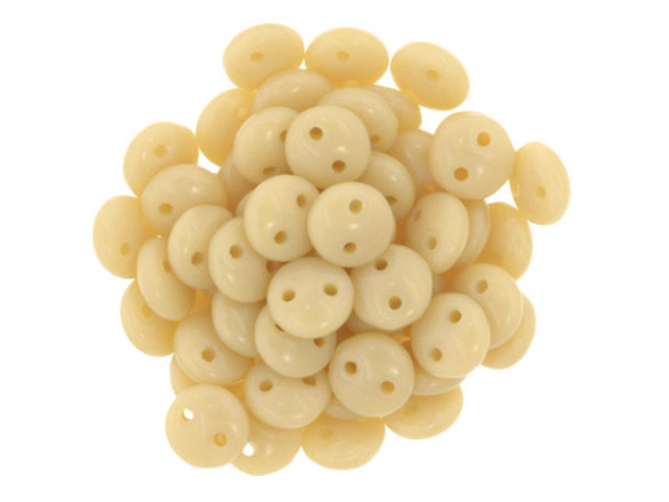 CzechMates Glass 6mm Opaque Beige 2-Hole Lentil Bead Strand