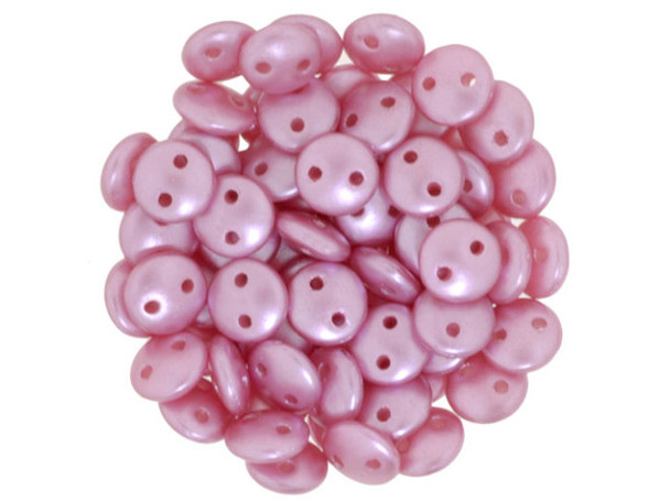 CzechMates Glass 6mm Pearl Coat Flamingo 2-Hole Lentil Bead Strand CzechMates Glass 6mm Pearl Coat Flamingo 2-Hole Lentil Bead Strand