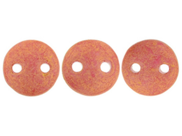 CzechMates Glass 6mm Pacifica Strawberry 2-Hole Lentil Bead Strand