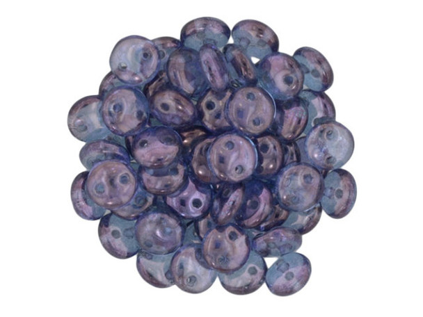 CzechMates Glass 6mm Luster Transparent Amethyst 2-Hole Lentil Bead Strand