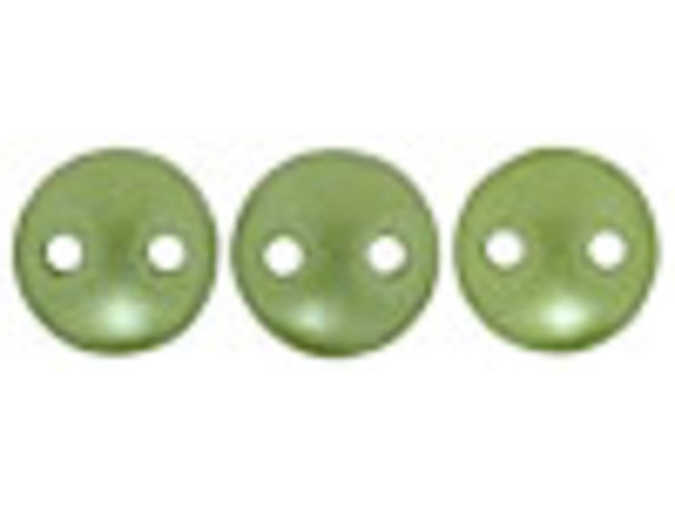 CzechMates Glass 6mm Pearl Coat Olive 2-Hole Lentil Bead Strand