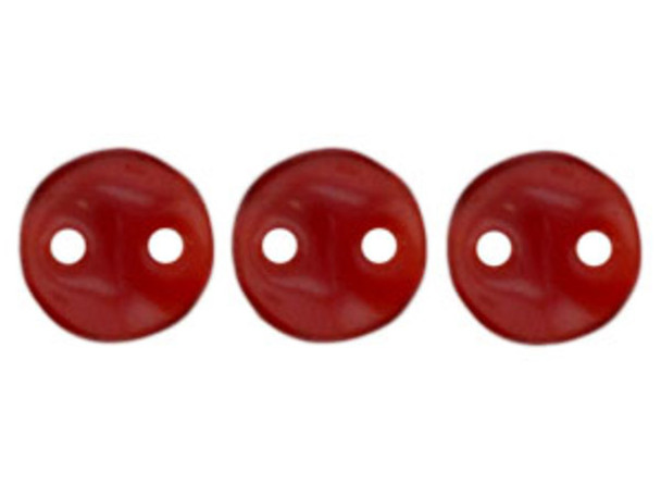 CzechMates Glass 6mm Siam Ruby 2-Hole Lentil Bead Strand