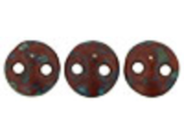 CzechMates Glass 6mm Umber Picasso 2-Hole Lentil Bead Strand