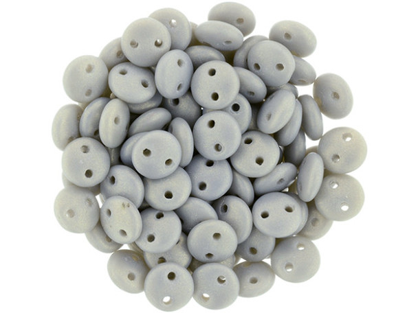 CzechMates Glass 6mm Sueded Gold Ashen Gray 2-Hole Lentil Bead Strand