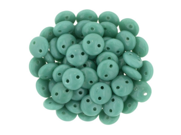 CzechMates Glass 2-Hole Round Flat Lentil Beads 6mm - Gulf Turquoise