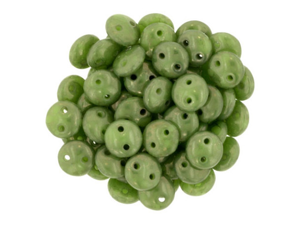 CzechMates Glass 6mm Honeydew Moon Dust 2-Hole Lentil Bead Strand