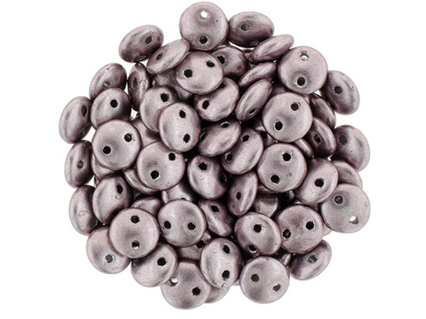 CzechMates Glass 6mm ColorTrends Saturated Metallic Almost Mauve 2-Hole Lentil Bead Strand