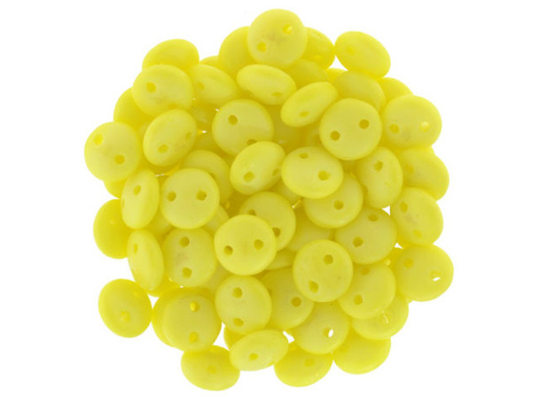 CzechMates Glass 6mm Matte Luster Iris Custard 2-Hole Lentil Bead Strand