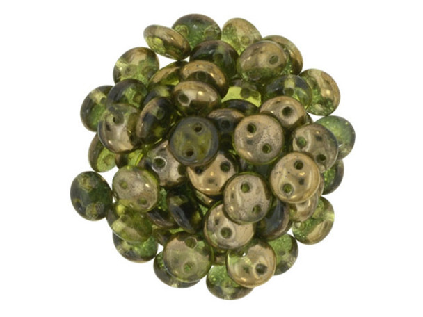 CzechMates Glass 6mm Copper Olivine 2-Hole Lentil Bead Strand