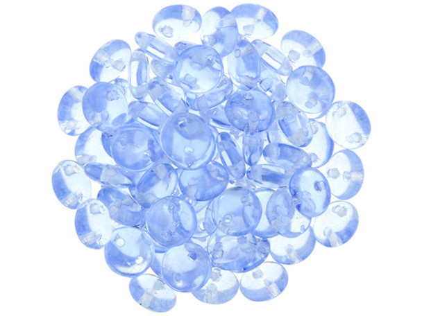 CzechMates Glass 6mm ColorTrends Transparent Airy Blue 2-Hole Lentil Bead Strand