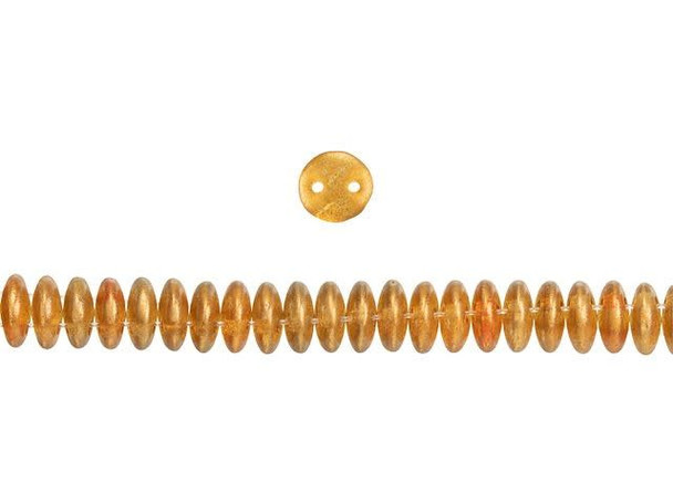 CzechMates Glass 6mm Halo Sandalwood 2-Hole Lentil Bead Strand