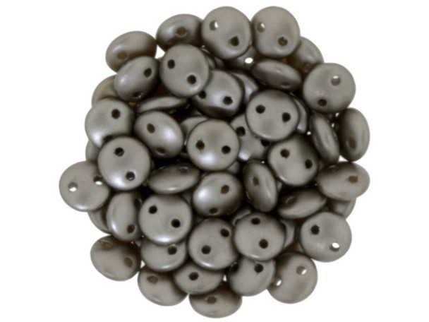 CzechMates Glass 6mm Pearl Coat Brown Sugar 2-Hole Lentil Bead Strand