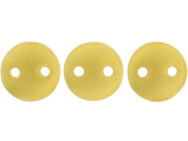CzechMates Glass 6mm Sueded Gold Opaque Lt Beige 2-Hole Lentil Bead Strand