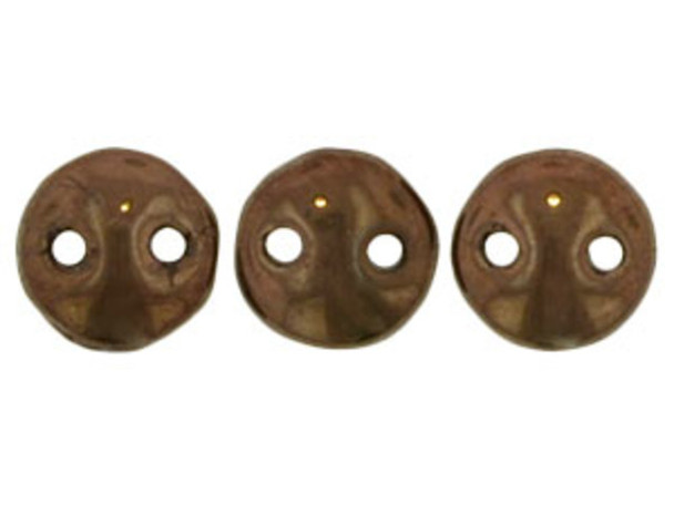 CzechMates Glass 2-Hole Round Flat Lentil Beads 6mm - Dark Bronze