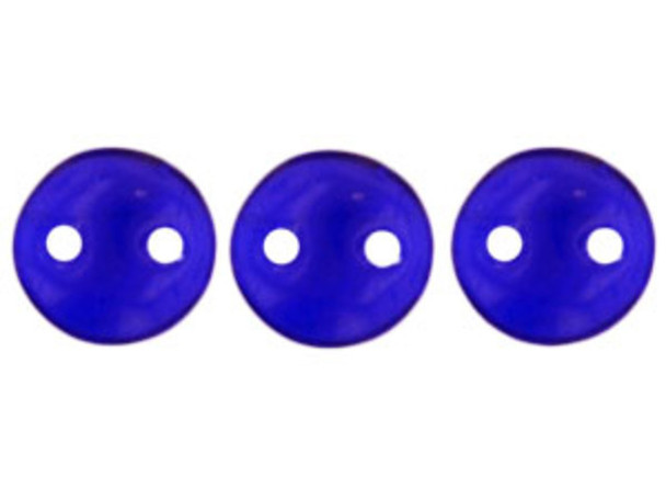 CzechMates Glass 6mm Cobalt 2-Hole Lentil Bead Strand
