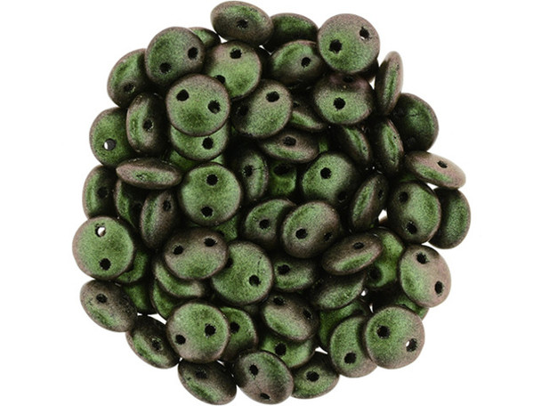 CzechMates Glass 6mm Polychrome Olive Mauve 2-Hole Lentil Bead Strand