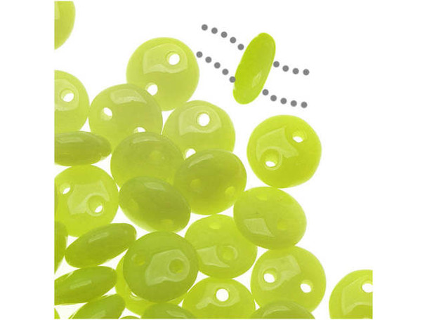 Bring a unique element to your jewelry designs with these CzechMates Lentil beads. These beads feature a puffed disc or lentil shape with two stringing holes. It's a great option for bead weaving, stringing and embroidery. These pressed Czech glass beads are softly rounded, so they won't cut your thread. They are sure to add stability, definition and shape to designs. They feature a bright shade of moss green. 