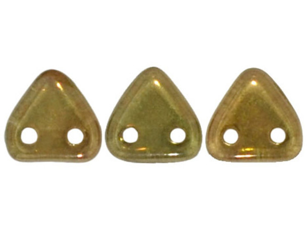 CzechMates Glass 6mm Olivine Patina Two-Hole Triangle Bead Pack, 2.5-Inch Tube