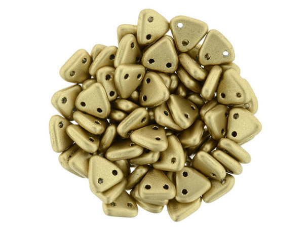 CzechMates 2-Hole Triangle Beads 6mm - Matte Metallic Flax
