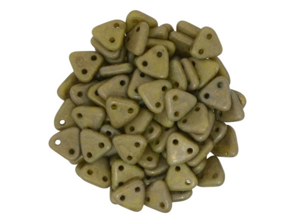 CzechMates 2-Hole Triangle Beads 6mm - Chartreuse / Copper Picasso