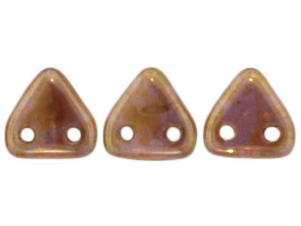 CzechMates 2-Hole Triangle Beads 6mm - Rose Luster / Gold Topaz