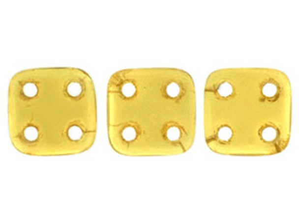 CzechMates Glass 6mm 4-Hole Topaz QuadraTile Bead 2.5-Inch Tube