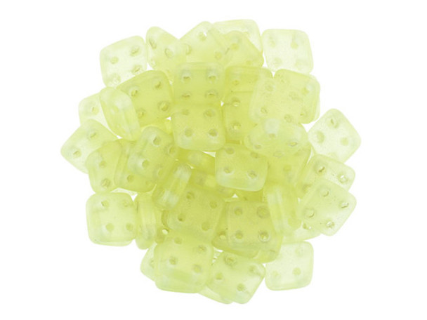 CzechMates Glass 6mm 4-Hole Sueded Gold Jonquil QuadraTile Bead 2.5-Inch Tube