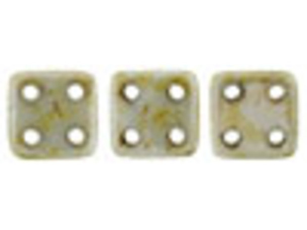 CzechMates Glass, QuadraTile 4-Hole Square Beads 6mm, Opaque Ultra Luster Green