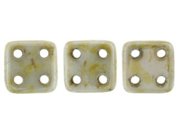 CzechMates Glass, QuadraTile 4-Hole Square Beads 6mm, Opaque Ultra Luster Green