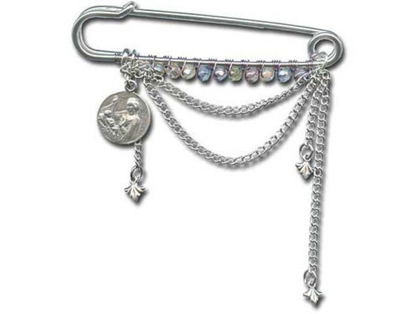 White Plated Kilt Pin, 3" (12 Pieces)