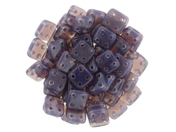 CzechMates Glass 6mm 4-Hole Milky Amethyst QuadraTile Bead 2.5-Inch Tube