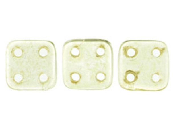 CzechMates Glass, QuadraTile 4-Hole Square Beads 6mm, Transparent Champagne Luster