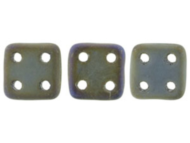 CzechMates Glass, QuadraTile 4-Hole Square Beads 6mm, Matte Brown Iris