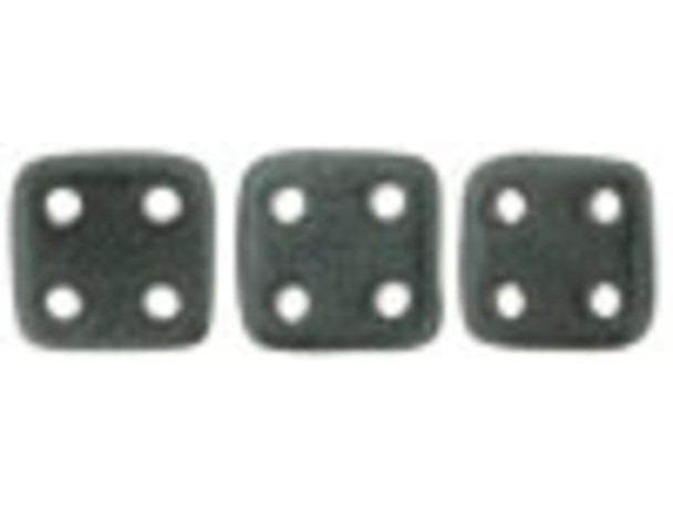 CzechMates Glass, QuadraTile 4-Hole Square Beads 6mm, Metallic Dark Forest Suede