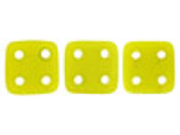 CzechMates Glass 6mm 4-Hole Matte Chartreuse QuadraTile Bead 2.5-Inch Tube
