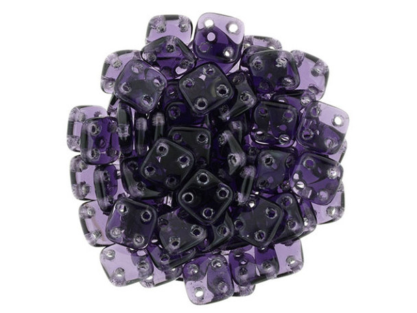 CzechMates Glass 6mm 4-Hole Tanzanite QuadraTile Bead 2.5-Inch Tube